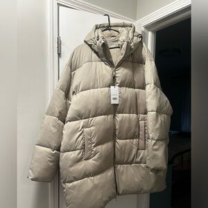 Girlfriend Collective - Taupe Midi Recycled Puffer Jacket - 5X- never worn